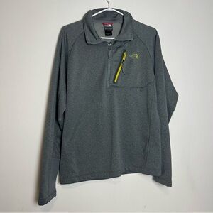 The North Face Gray Fleece Pullover with Yellow Pocket Trim